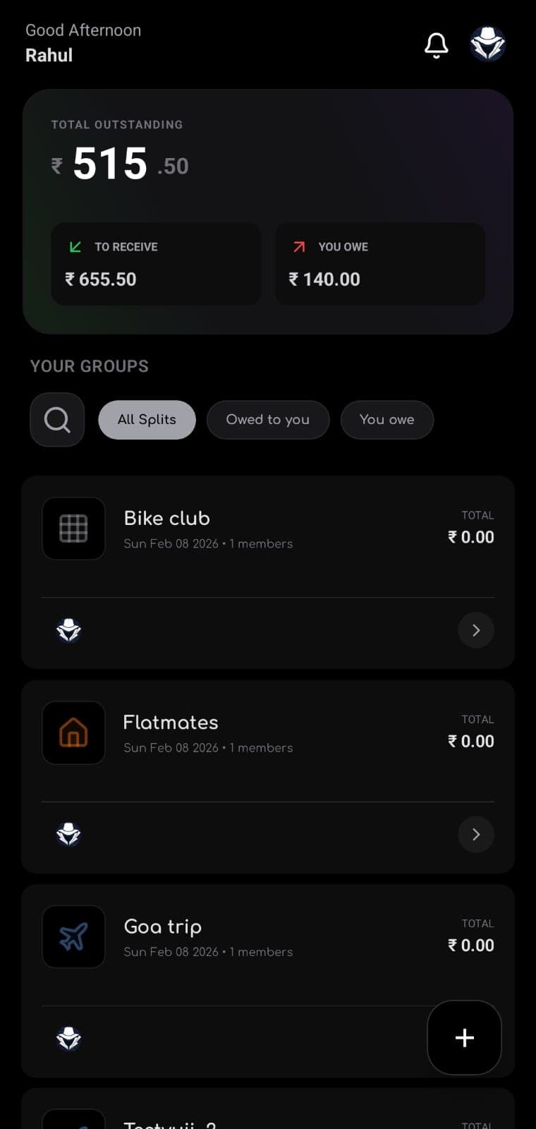 FamZam bill splitting app screenshot — split bills for free
